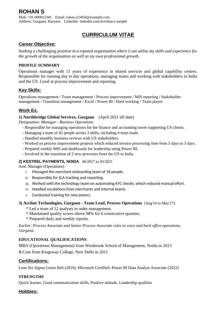 Rohan S original resume, page 1